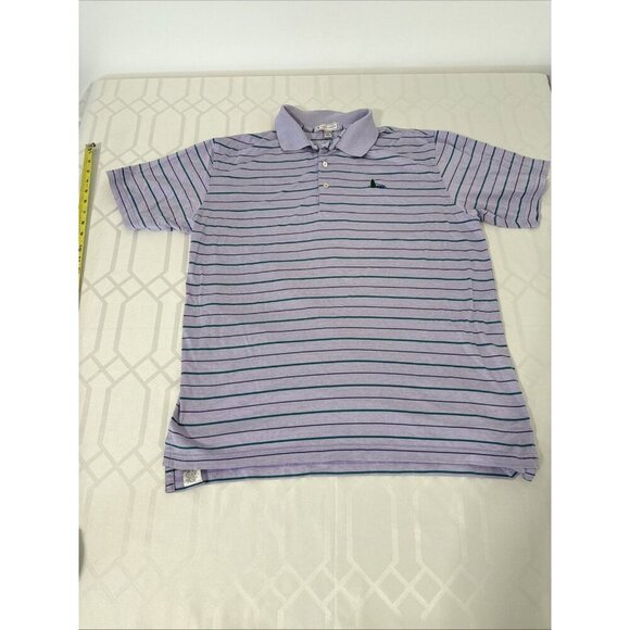 Peter Millar Crown Crafted Golf Polo Shirt Purple Striped Men’s M Performance - Picture 1 of 9